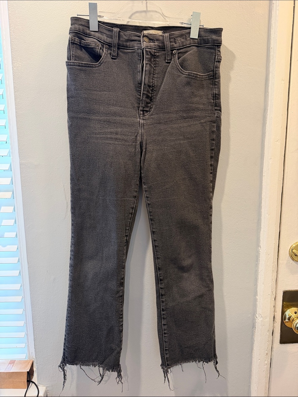 Madewell Cali-Demi Boot High-Waist Women's Gray/Black Frayed Hem Jeans